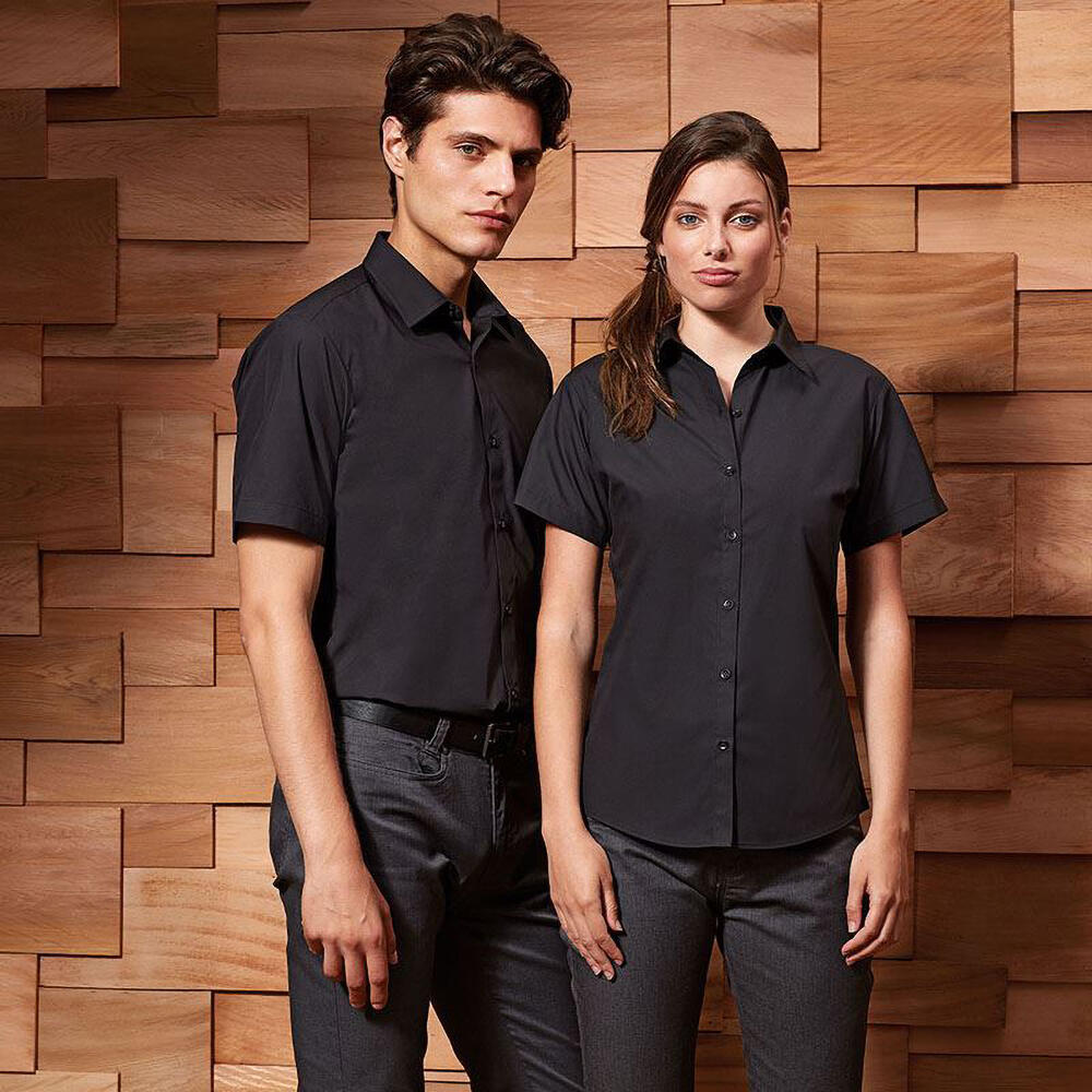 Womens/Ladies Supreme Heavy Poplin Short Sleeve Work Shirt (Black) 4/5