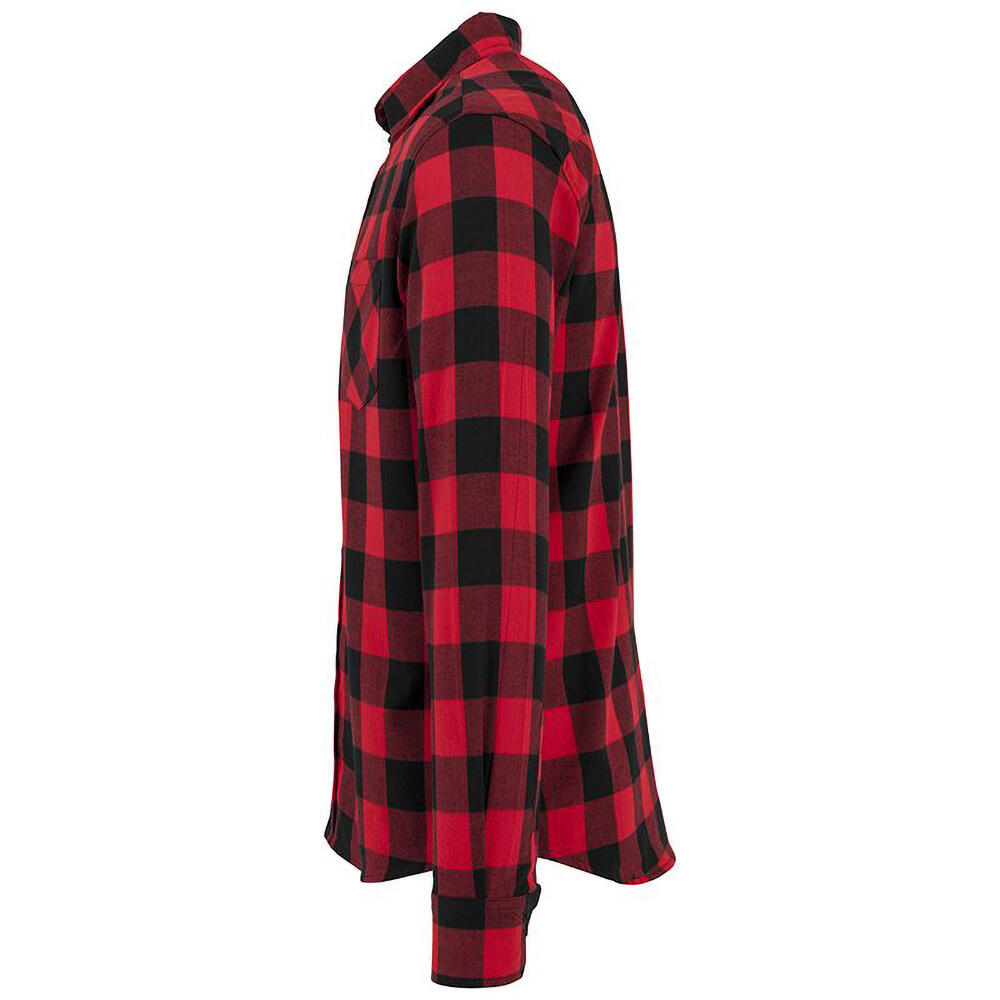 Mens Checked Flannel Shirt (Black/Red) 3/4