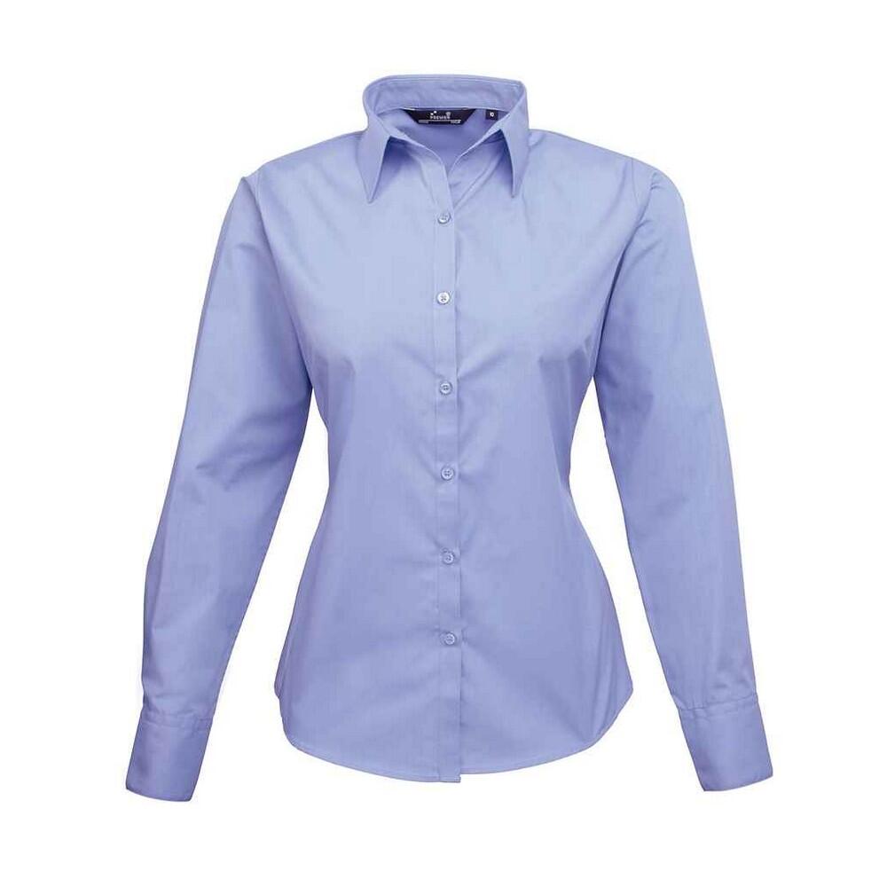 PREMIER Blusa de manga comprida Poplin para senhora/senhora Azul Médio