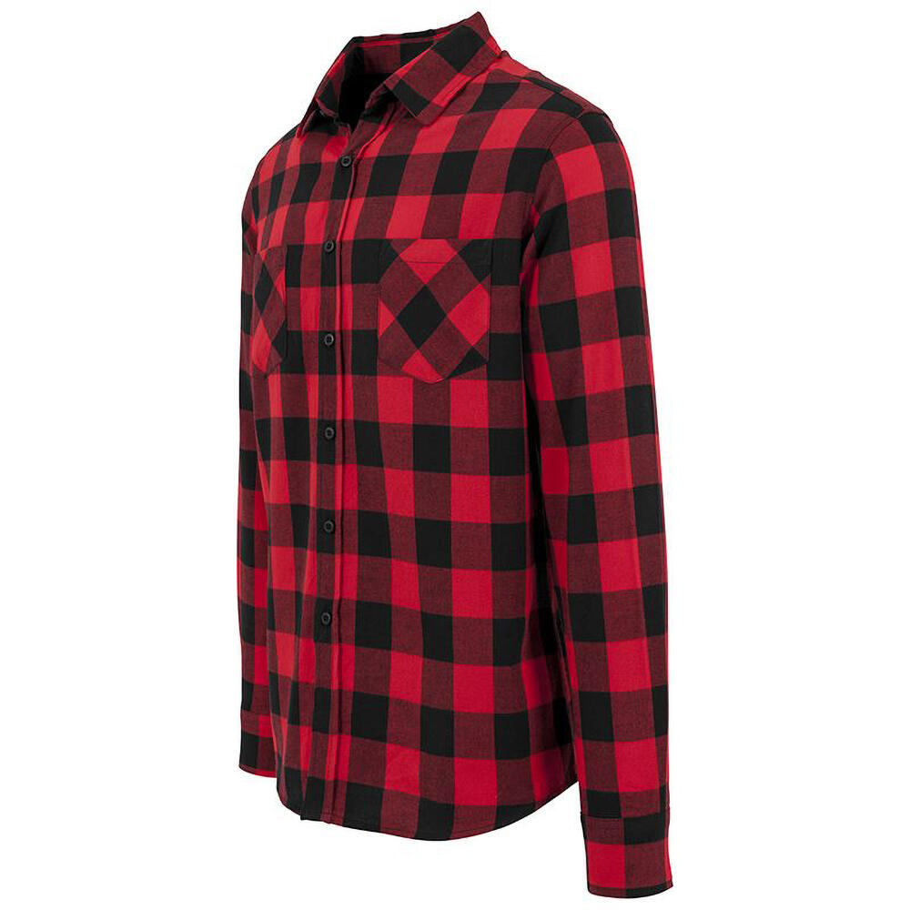Mens Checked Flannel Shirt (Black/Red) 4/4
