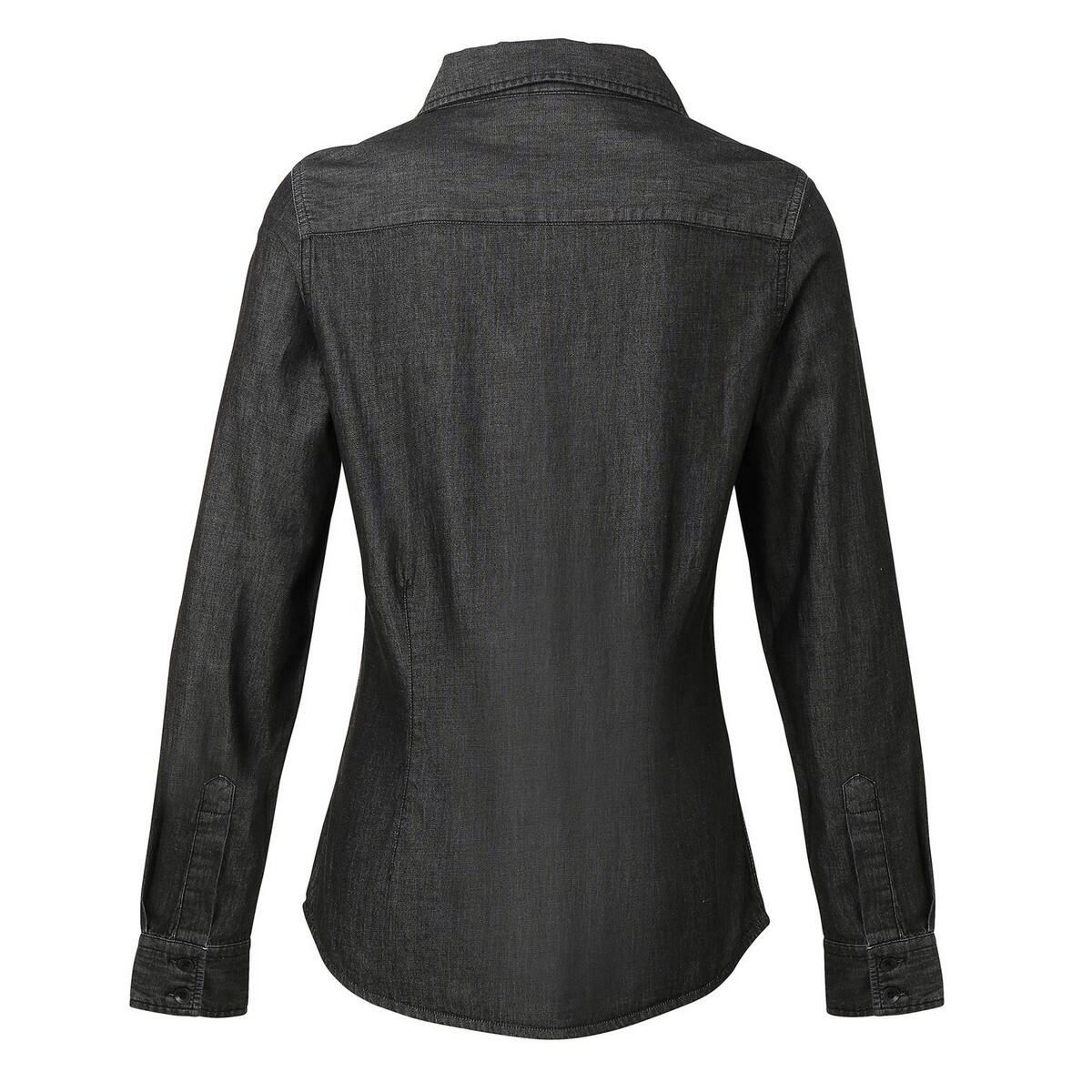Womens/Ladies Stitch Shirt (Black Denim) 2/4