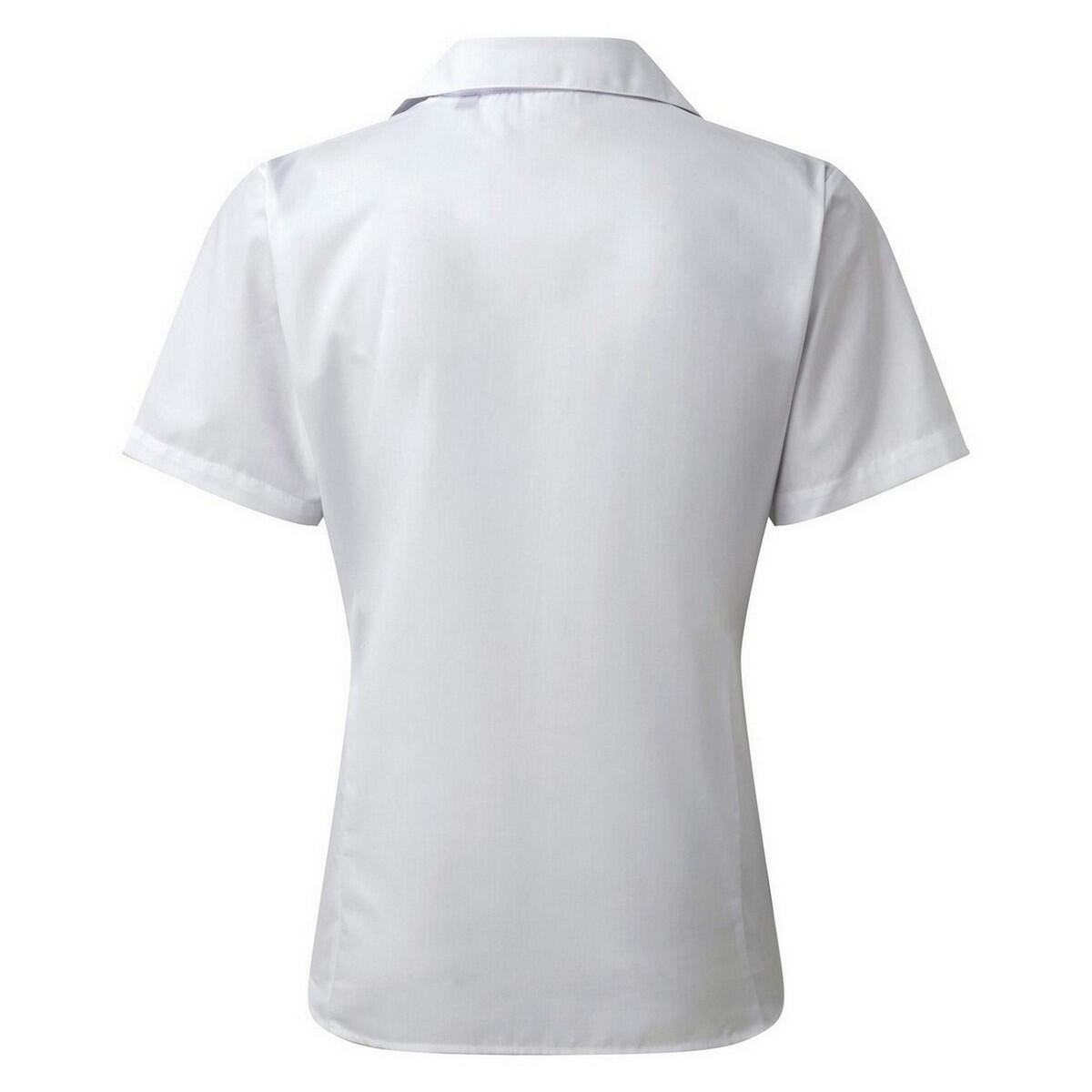 Kurzarm Popeline Bluse Arbeitshemd Damen Weiß 2/4