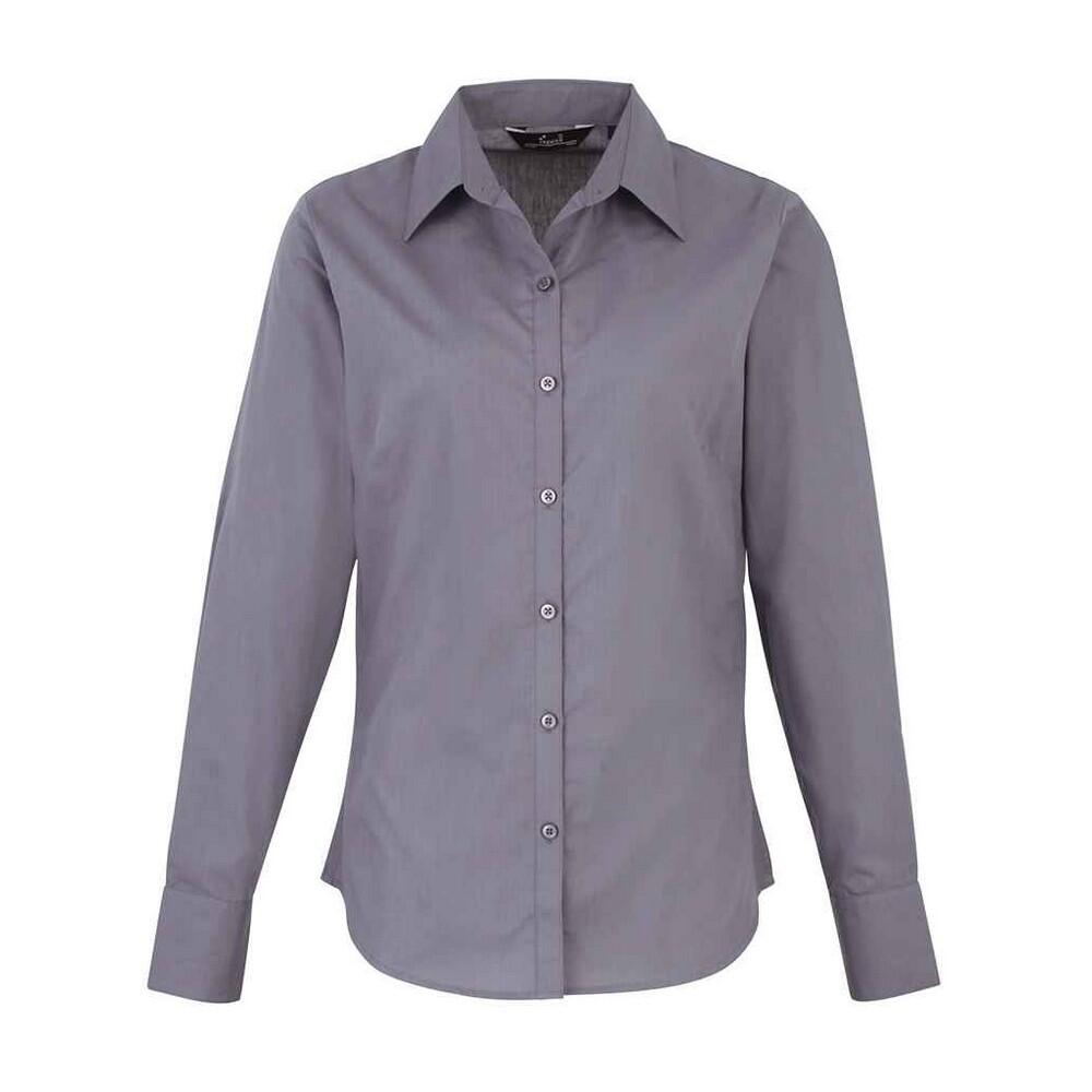 PREMIER Blusa de manga comprida Poplin para senhora/senhora Aço