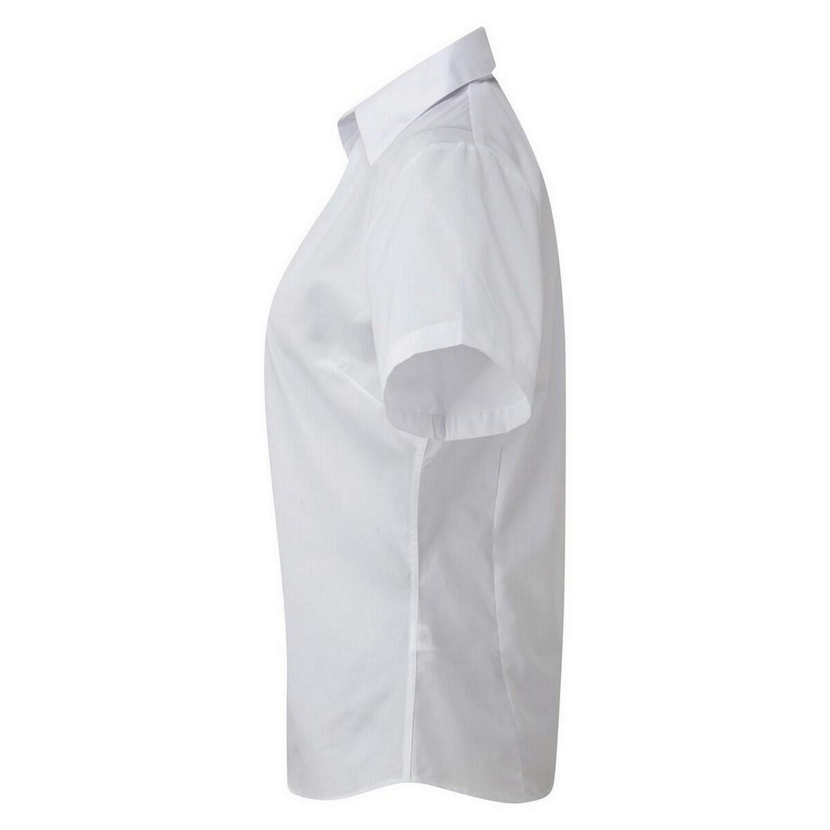 Kurzarm Popeline Bluse Arbeitshemd Damen Weiß 3/4