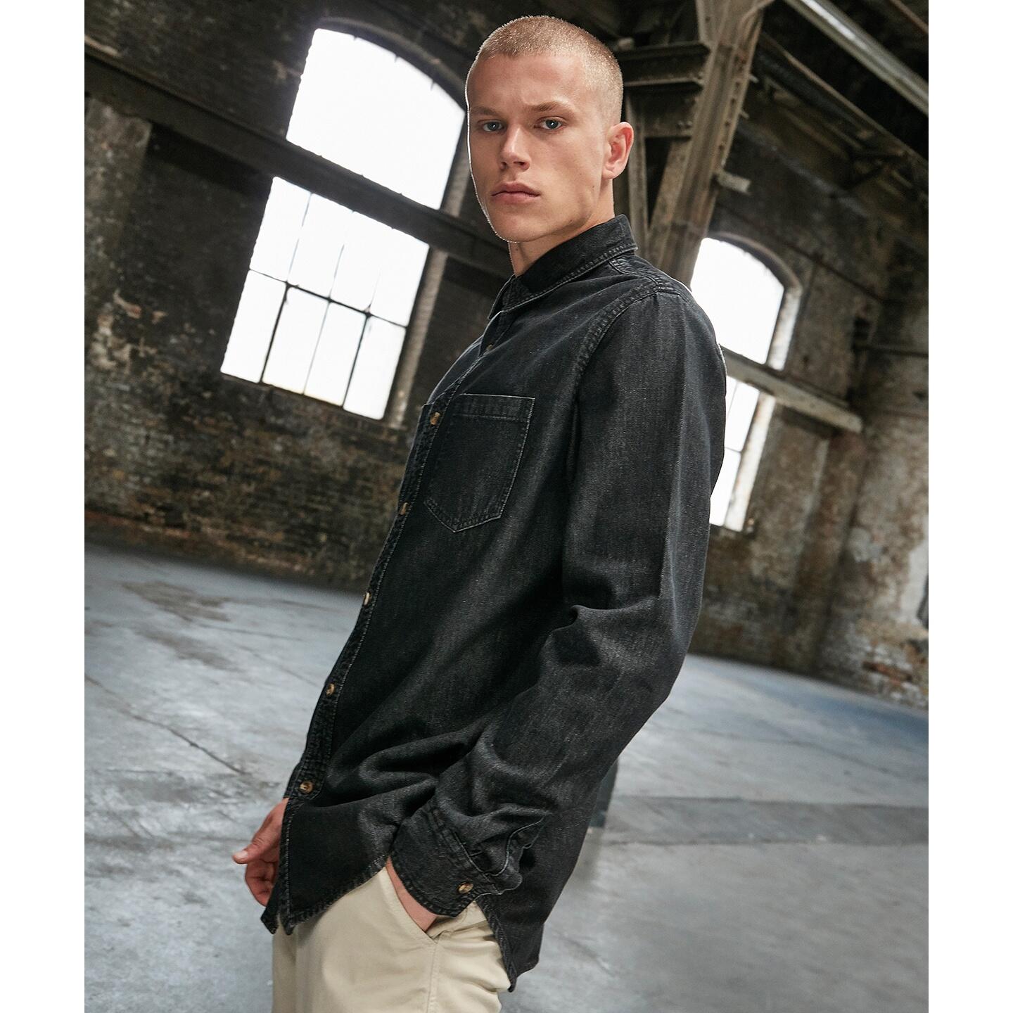 Mens Denim Shirt (Black) 4/4
