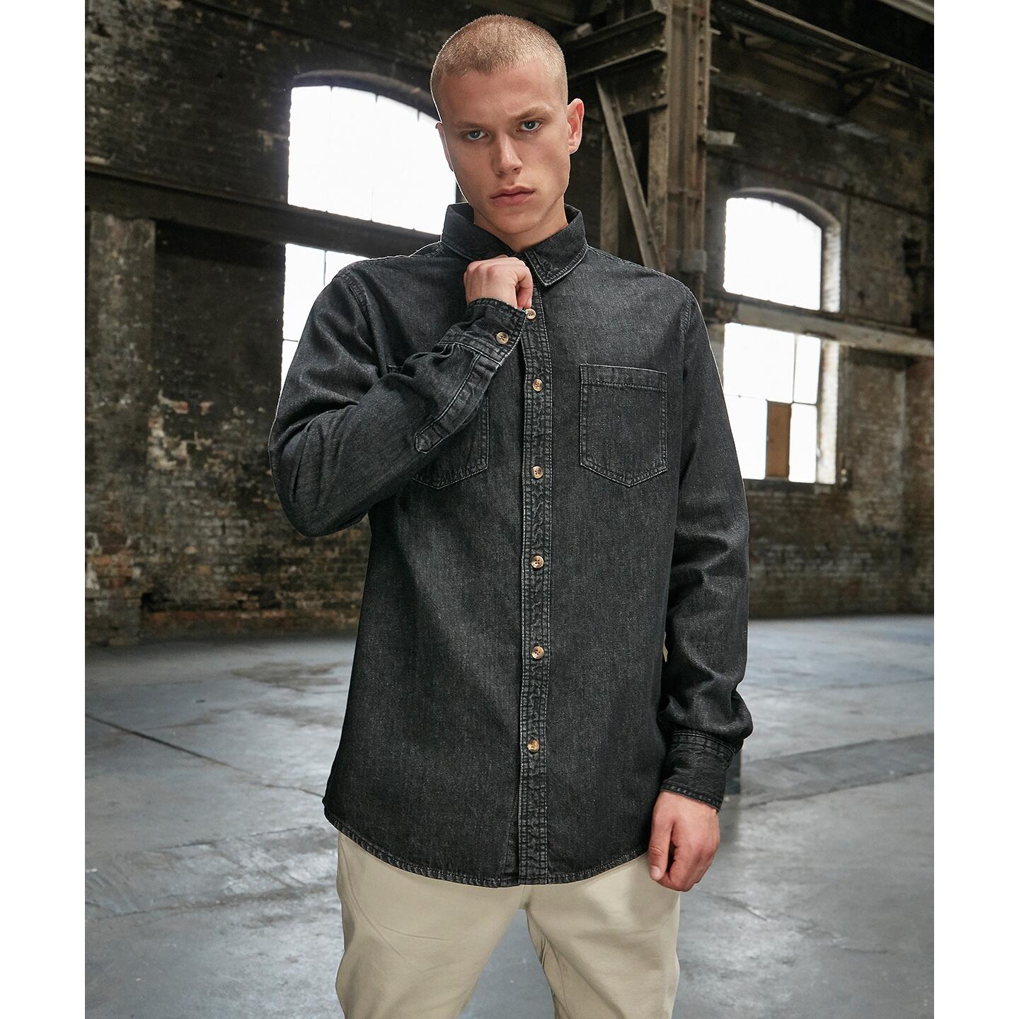 Mens Denim Shirt (Black) 2/4