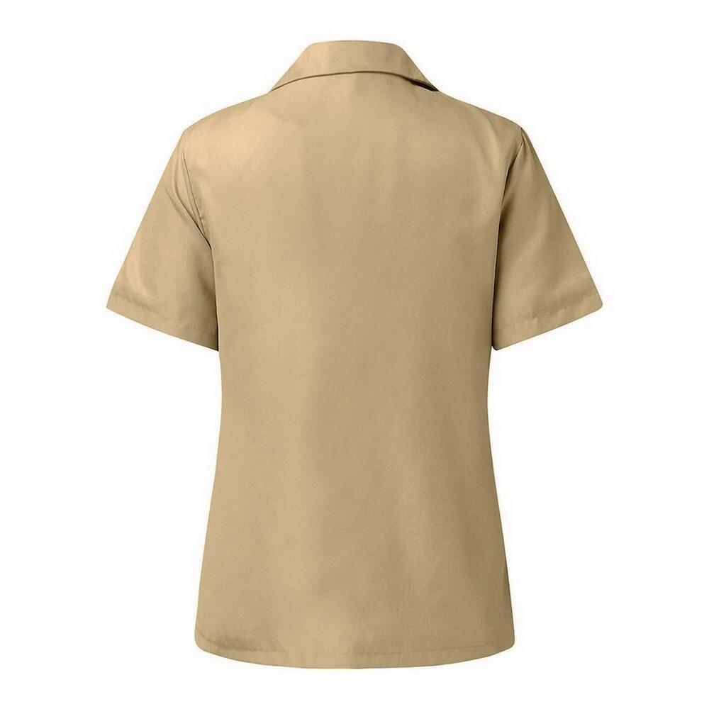 Kurzarm Popeline Bluse Arbeitshemd Damen Khaki 2/3
