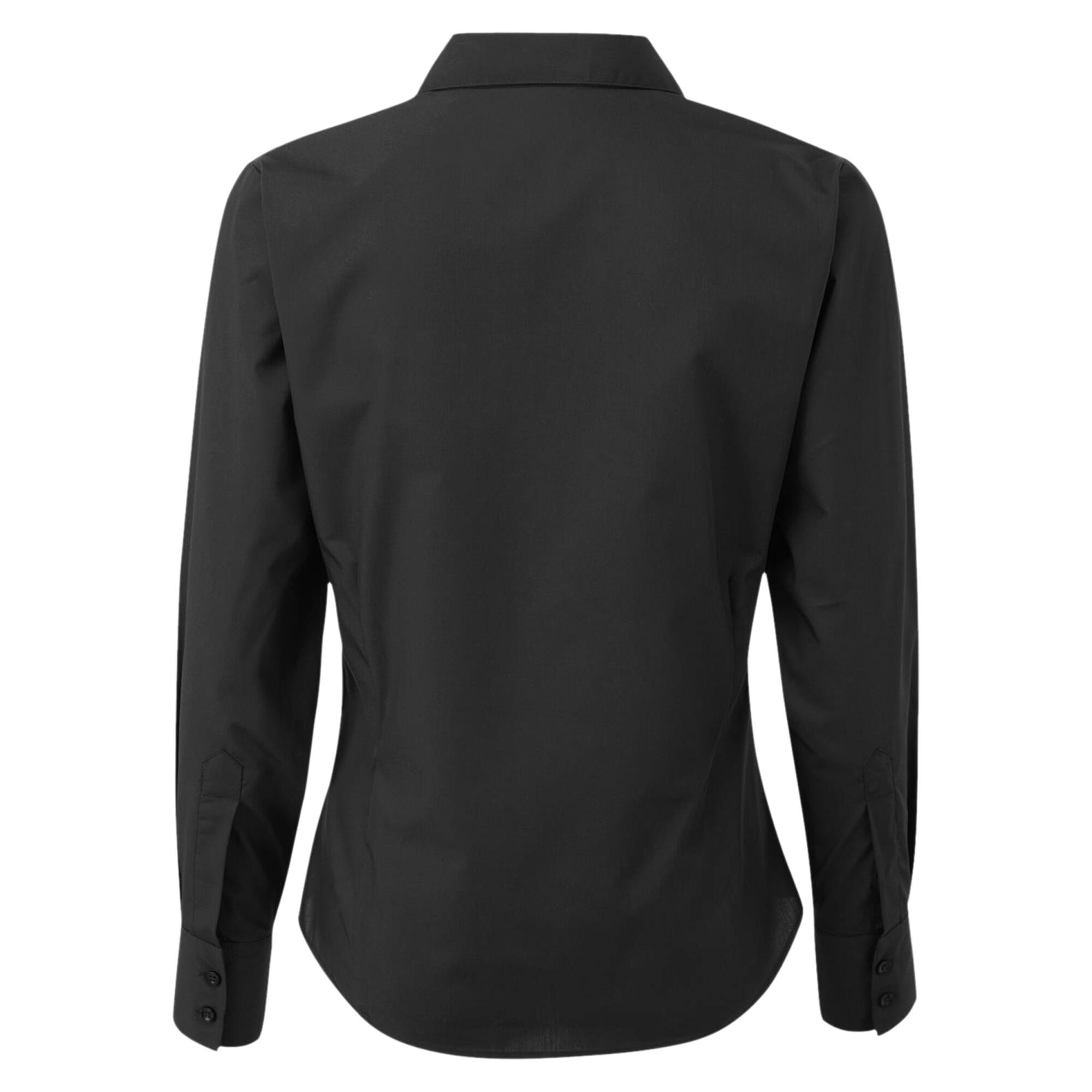 Womens/Ladies Poplin LongSleeved Blouse (Black) 2/4