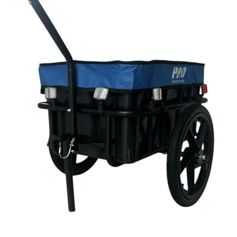 Remorque vélo 70L avec chariot porte-caisse + réflecteur Bleu