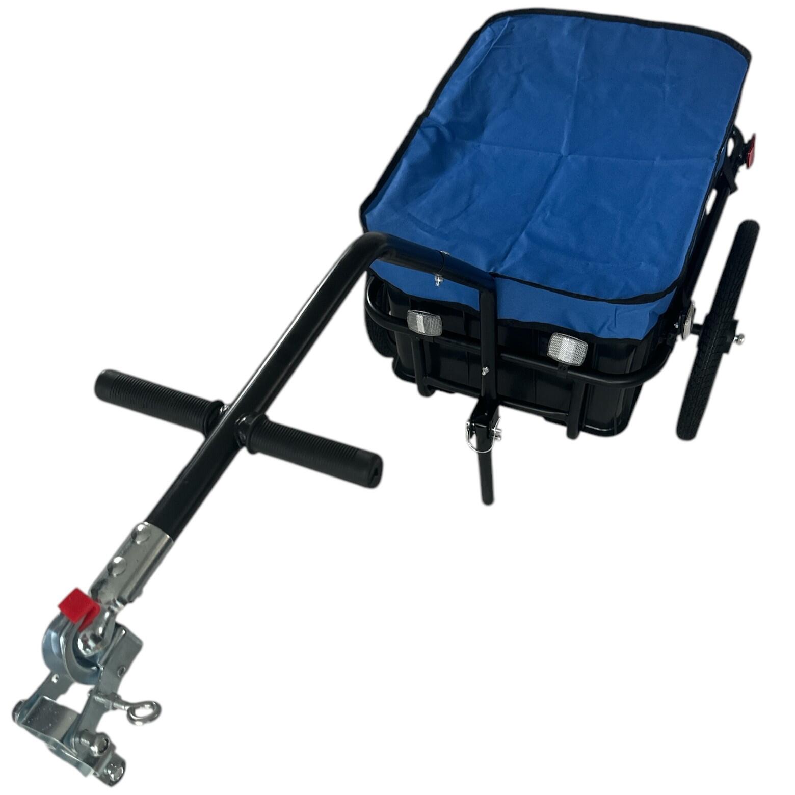 Rimorchio per bicicletta da 70 litri con cassa e catarifrangenti - Blu 4/7