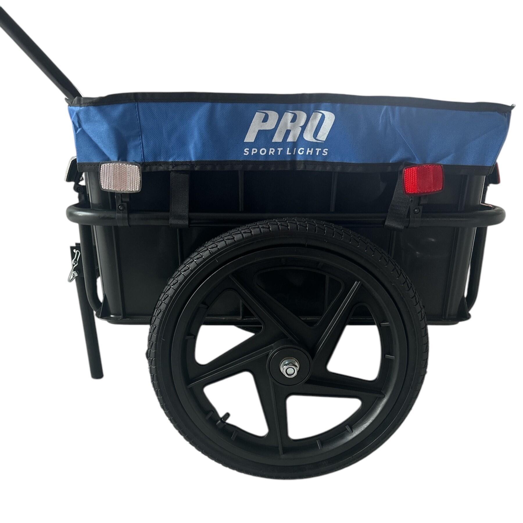 Rimorchio per bicicletta da 70 litri con cassa e catarifrangenti - Blu 2/7