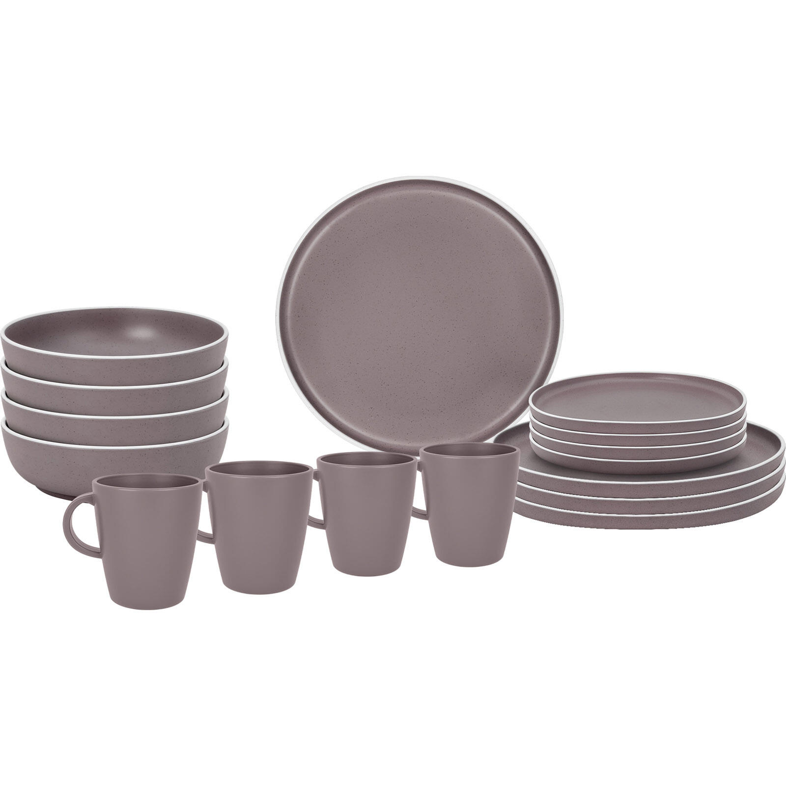 Brunner - Vaisselle En Mélamine Lunch Box Dolomit Stone Touch Assiette De Camping 16pcs - Assiette - Gris - Taille Unique - Decathlon