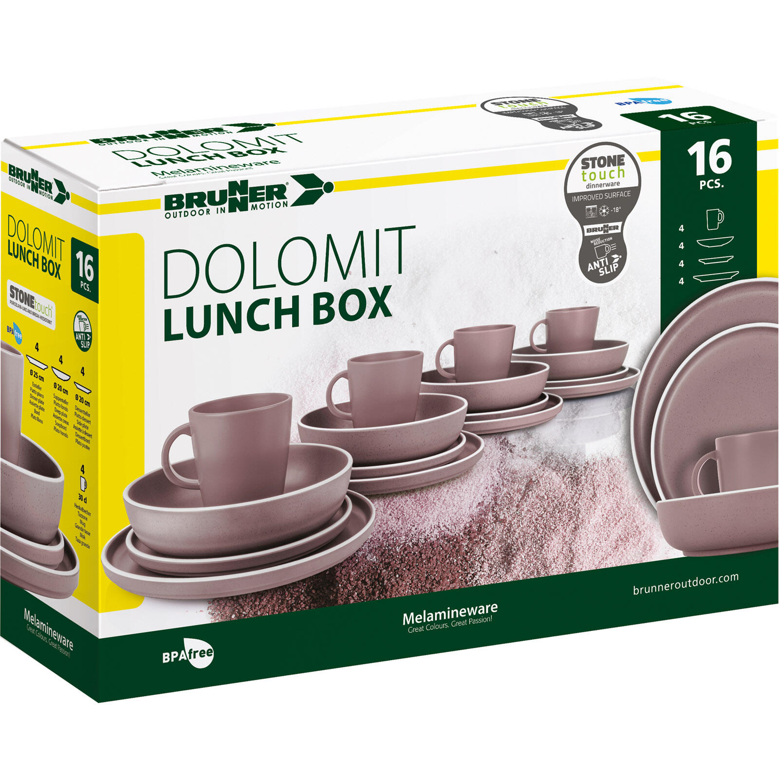 Melamine servies Set Lunch Box Dolomit Stone Touch Camping Borden 16st 3/3