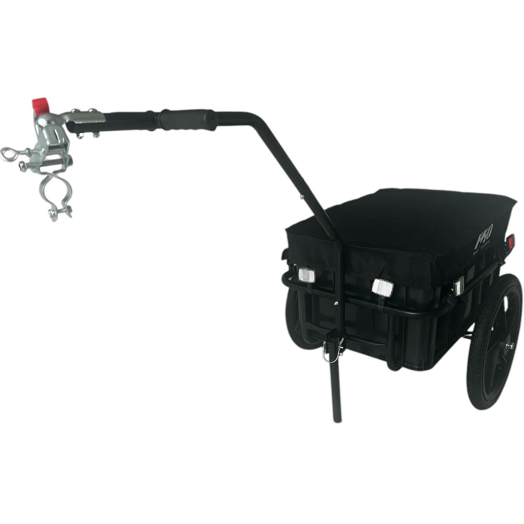PRO SPORT LIGHTS Fietskar Bagagefietskar 70L Fiets Aanhanger Met Krat + Reflectoren - Zwart