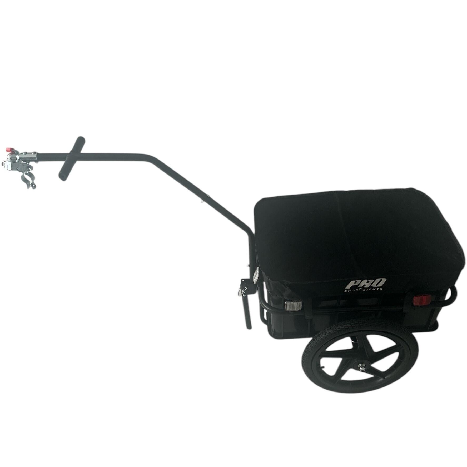 Rimorchio per bicicletta portabagagli 70 litri con cassa e catarifrangenti 4/7