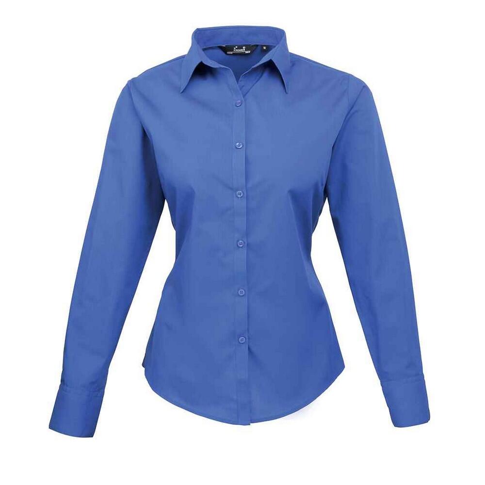 Womens/Ladies Poplin LongSleeved Blouse (Royal Blue)