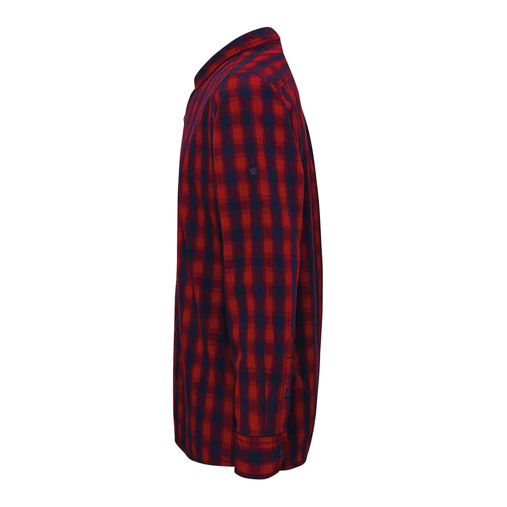 Mens Mulligan Check Long Sleeve Shirt (Red/Navy) 3/4