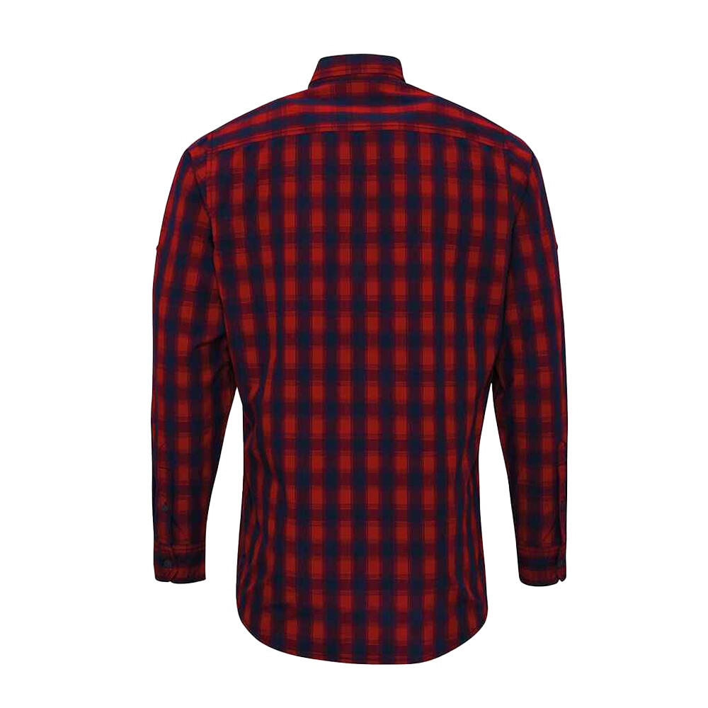Mens Mulligan Check Long Sleeve Shirt (Red/Navy) 2/4