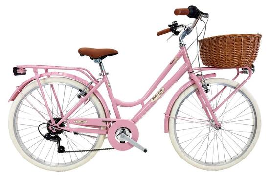 Vélo de ville Canellini ROMA 26" rose cadre acier 6 vitesses