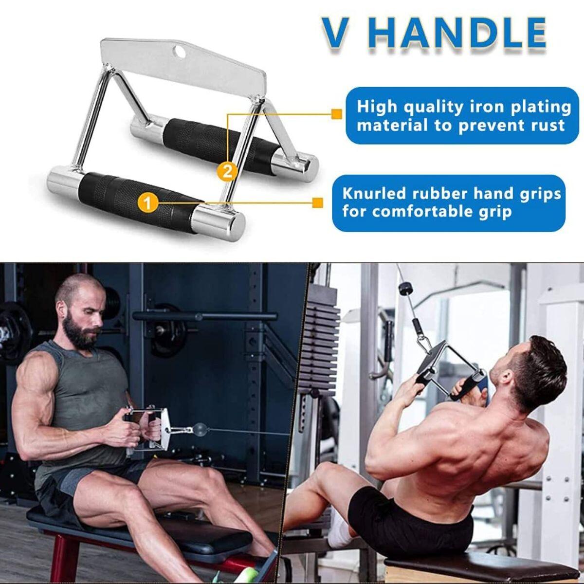 Fitness Tech Extra Sterke V-Row Grip - Staal en Zwart 6/7