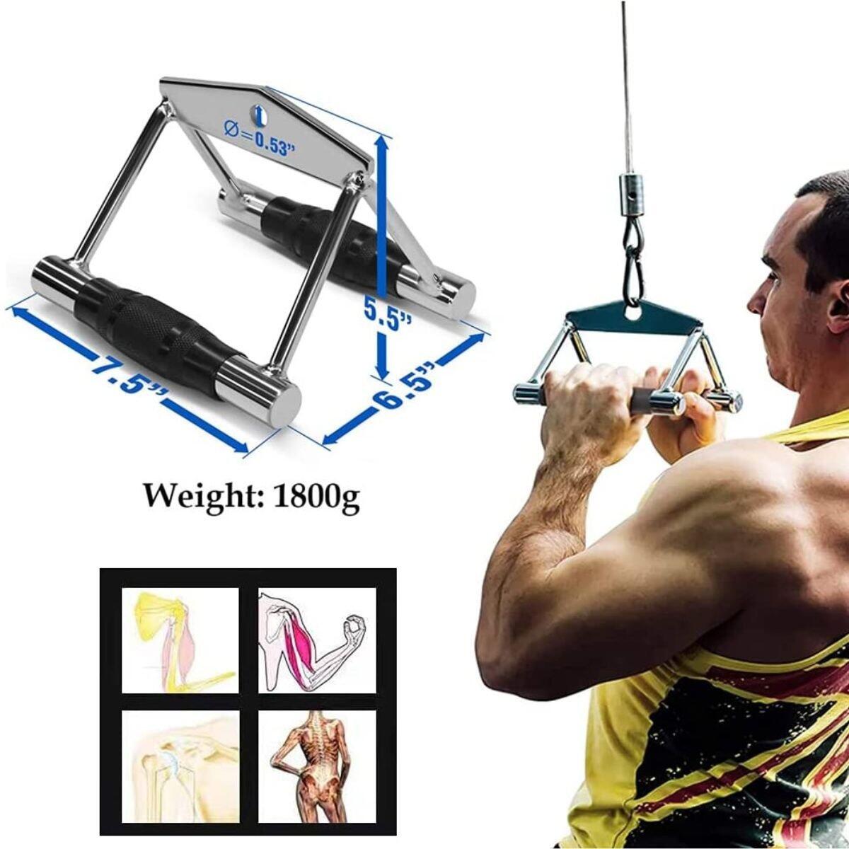 Fitness Tech Extra Sterke V-Row Grip - Staal en Zwart 5/7