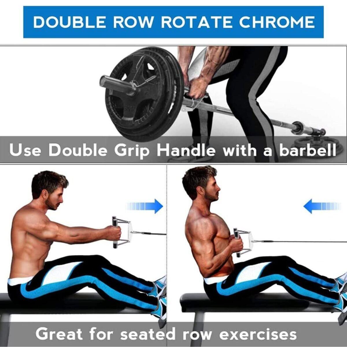 Fitness Tech Extra Sterke V-Row Grip - Staal en Zwart 4/7