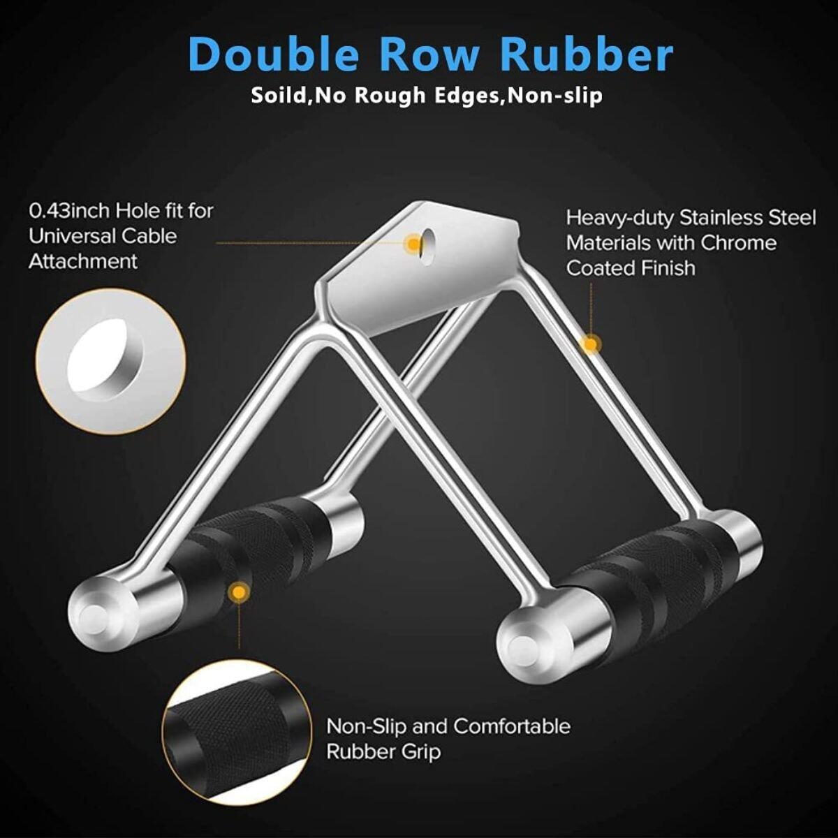 Fitness Tech Extra Sterke V-Row Grip - Staal en Zwart 7/7