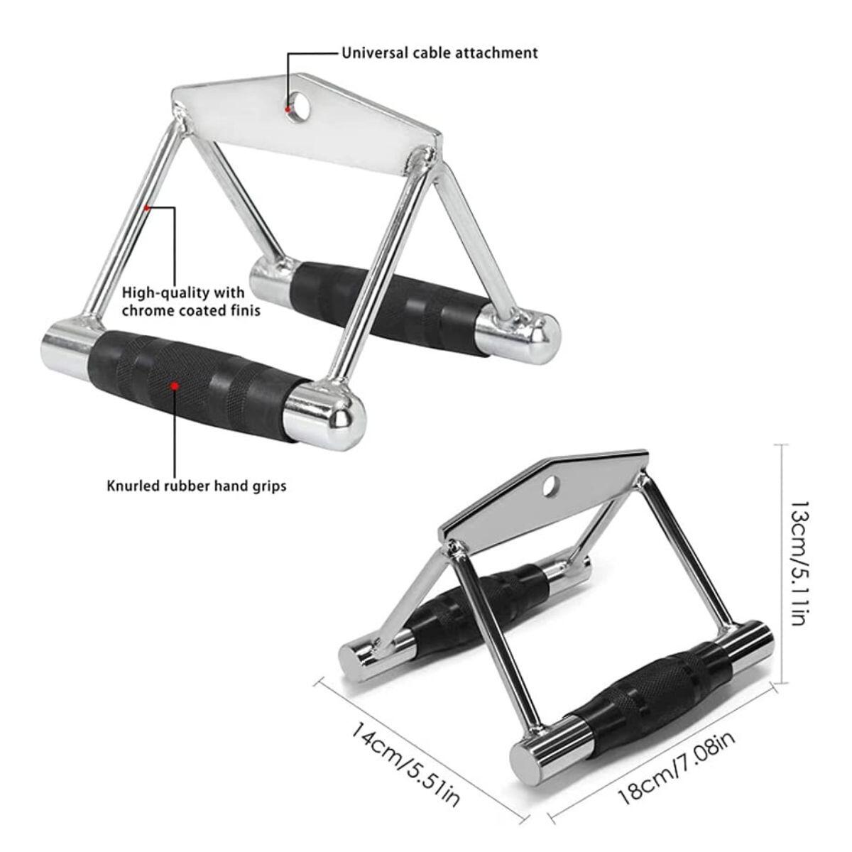 Fitness Tech Extra Sterke V-Row Grip - Staal en Zwart 2/7