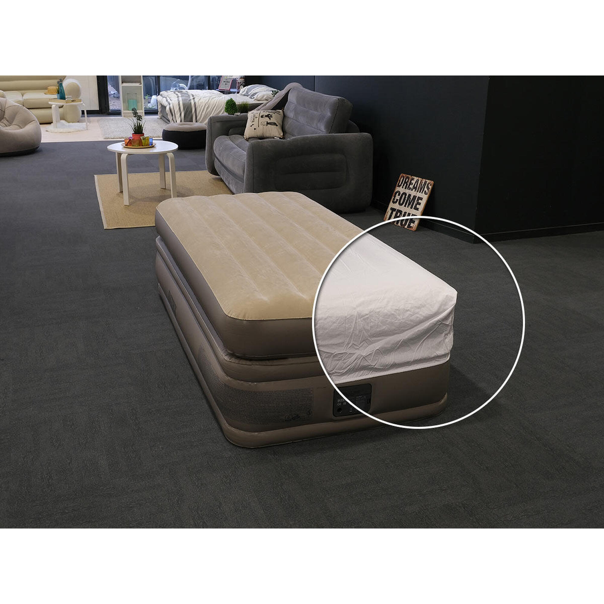 Intex - Pack Matelas Gonflable Prime Comfort 1 Place + Drap Housse - Lit De Camps - Beige - No Size - Decathlon