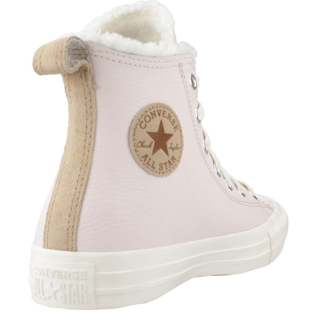 Baskets Converse Modèle Chuck Taylor All Star Leather&sherpa Couleur Rose 3/5