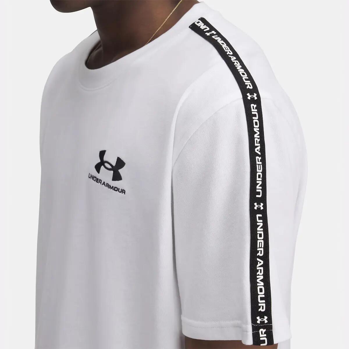 Koszulka treningowa męska Under Armour Icon Heavyweight Tee Taping white/black 3/3