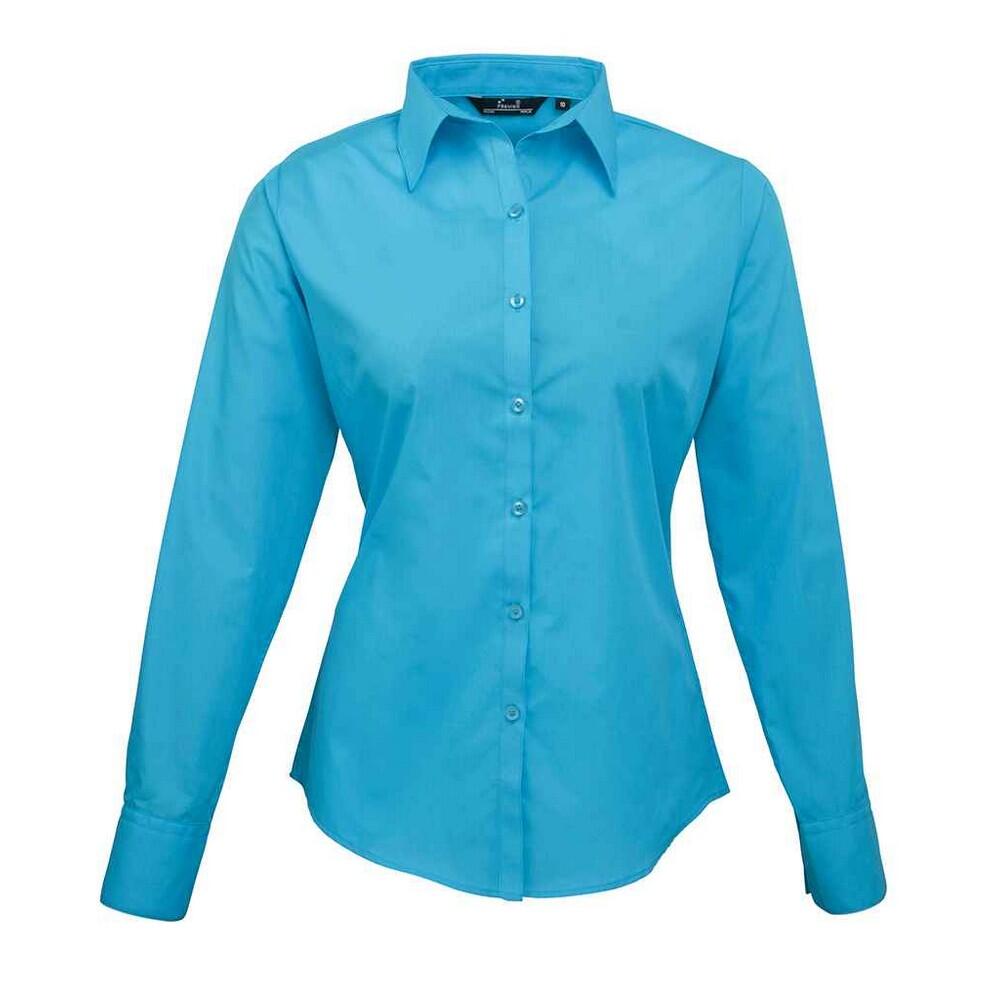 PREMIER Blusa de manga comprida Poplin para senhora/senhora Turquesa