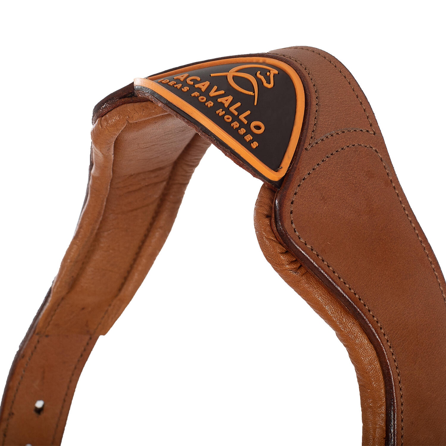 Halsband voor paard met voering van kalfsleer Acavallo Ergonomic Pollguard 3/4