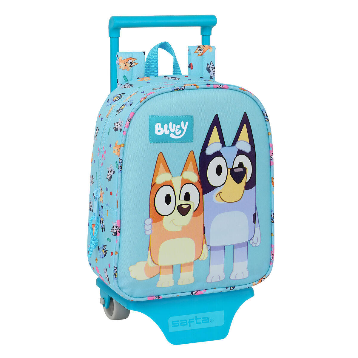 Mochila escolar com rodas bluey azul celeste