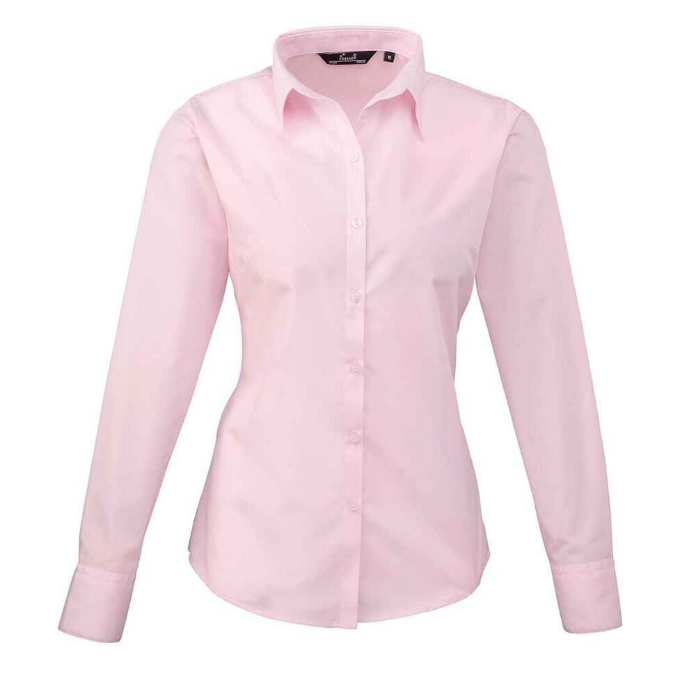 PREMIER Blusa de manga comprida Poplin para senhora/senhora Rosa