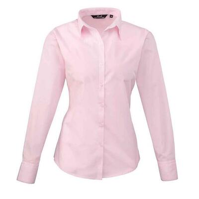Dames popeline blouse met lange mouwen (zwart)