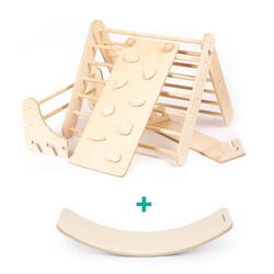Ensemble de mur suédois&Triangle de grimpe 2en1 avec planche d’équilibre Naturel