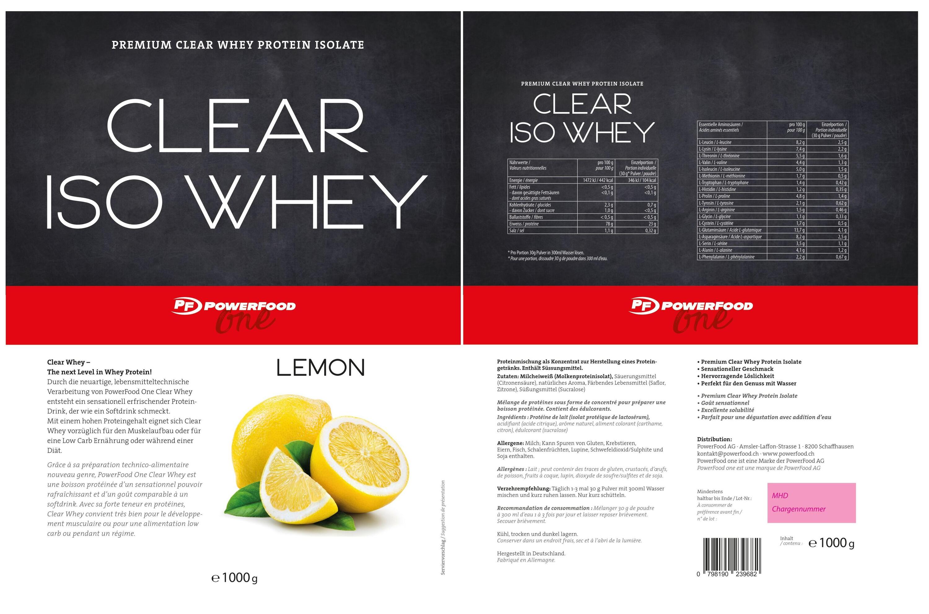 Clear Iso Whey 1000g Powerfood One 2/2