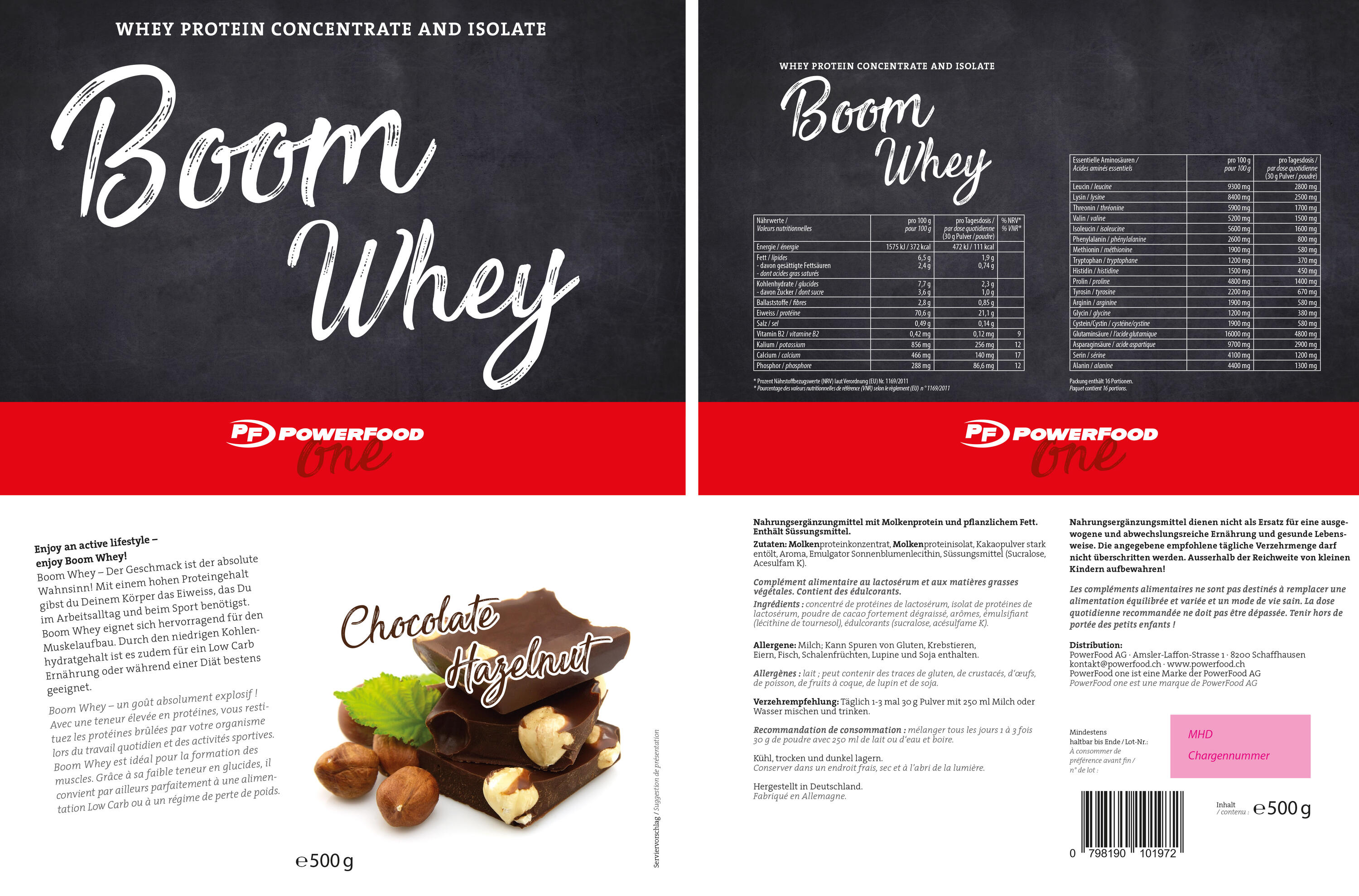 PowerFood Boom Whey (500g) - Chocolate Hazelnut 3/3