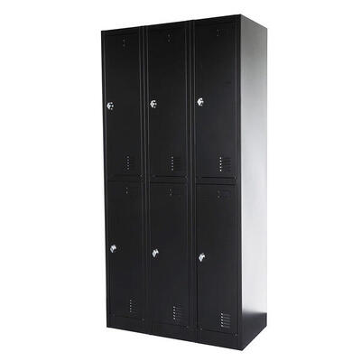 Metallspindschrank, schwarz – 90 x 185 x 45 cm – 6 Türen