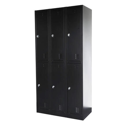 Armoire casier en métal noir - 90 x 185 x 45 cm - 6 portes