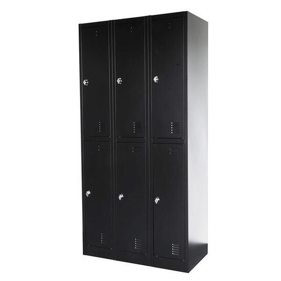 Metallspindschrank, schwarz – 90 x 185 x 45 cm – 6 Türen