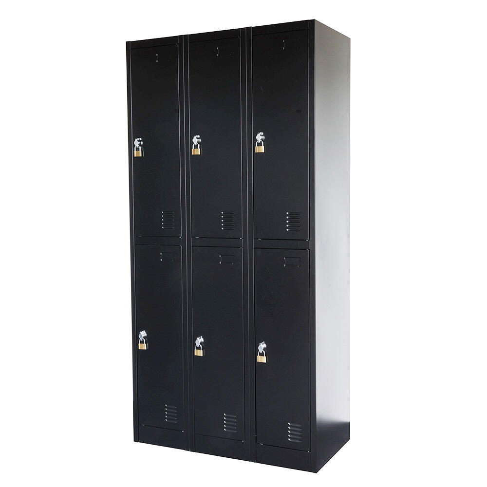 Armoire casier en métal noir - 90 x 185 x 45 cm - 6 portes 3/7