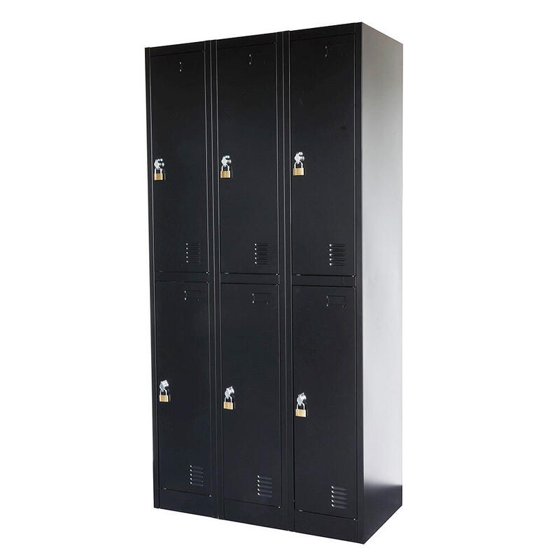 Dulap metalic negru cu dulap - 90x185x45 cm - 6 uși