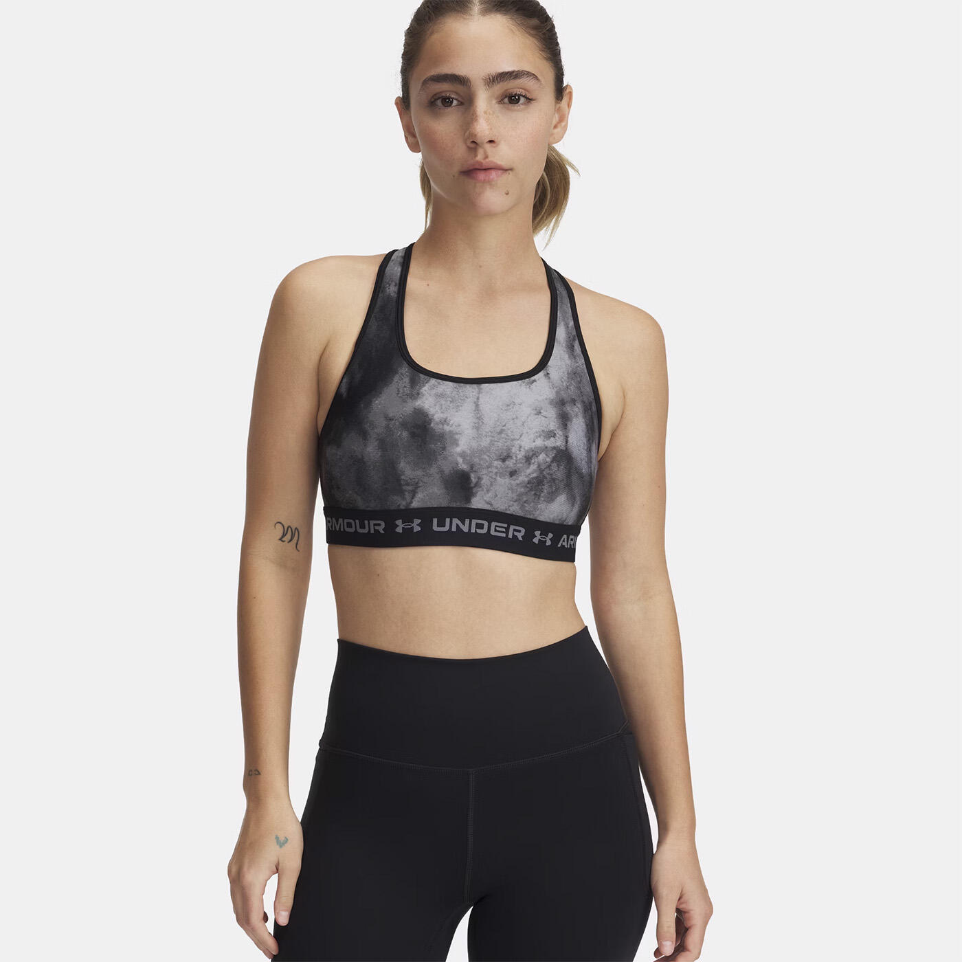 Brassière de sport Noir et gris Dos croisé maintien modéré Under Armour® femme 3/4