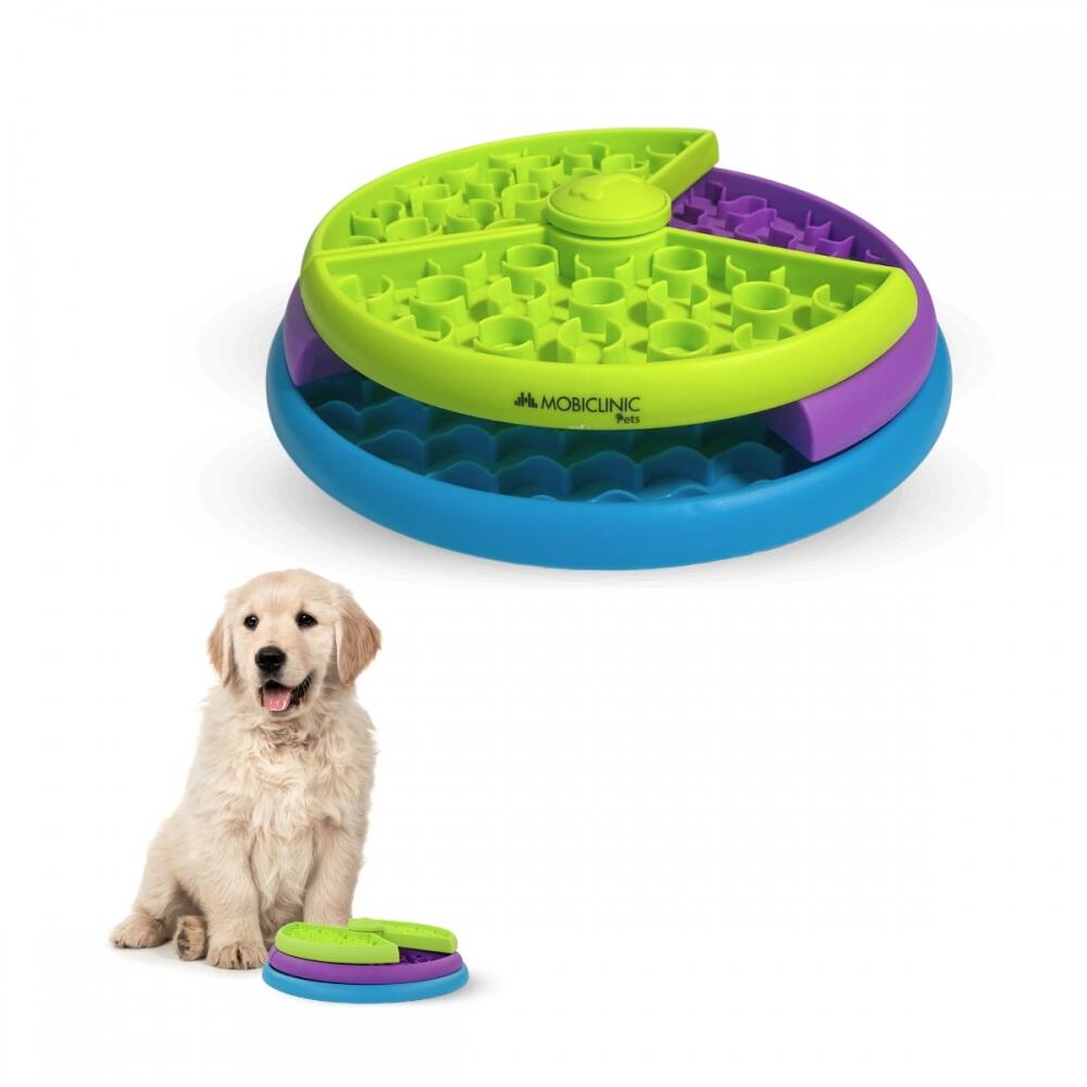 Mobiclinic - Mangeoire Interactive Pour Chiens Trois Couches 26x26x7,5cm Doggy - Gamelle - Vert - Decathlon