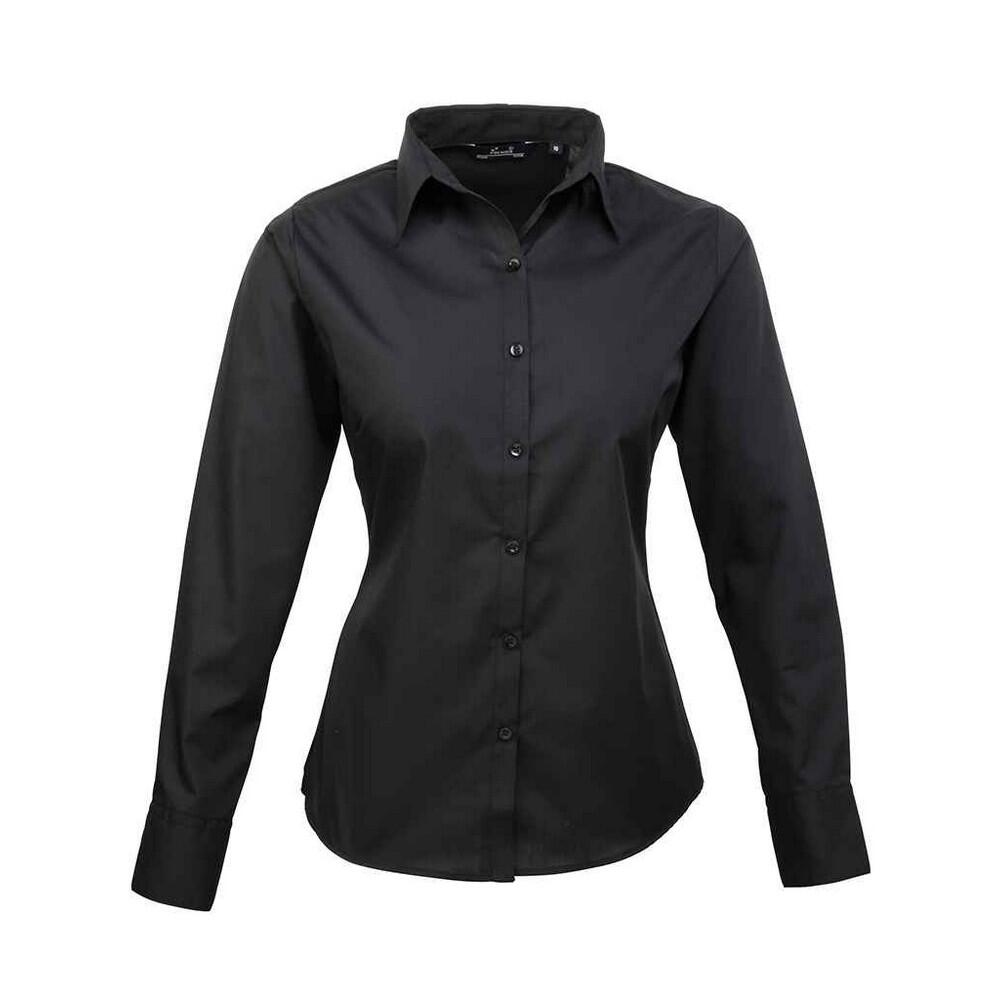 PREMIER Blusa de manga comprida Poplin para senhora/senhora Preto