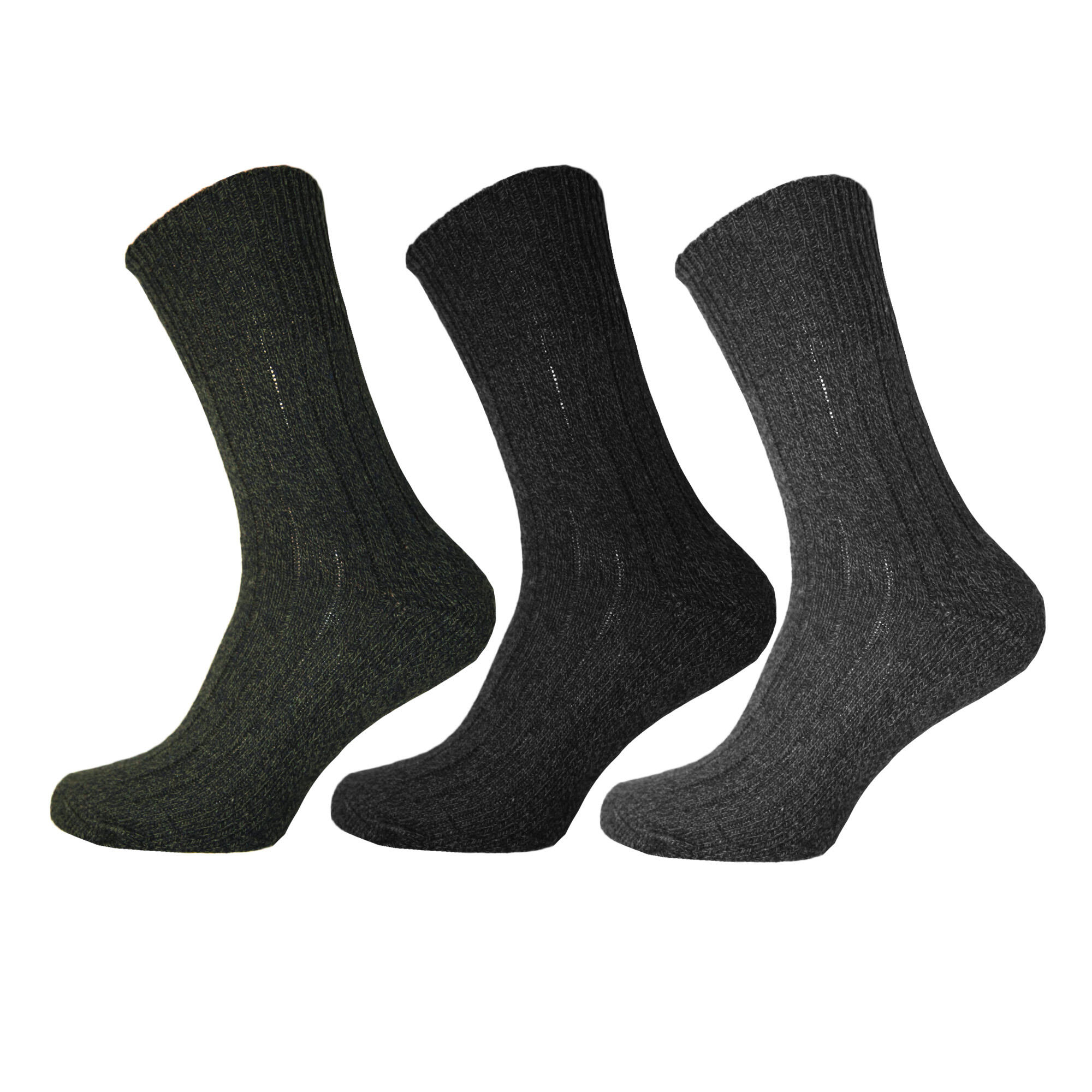 UNIVERSAL TEXTILES Mens Wool Blend Non Elastic Top Light Hold Socks (Pack Of 3) (Green/Blue)