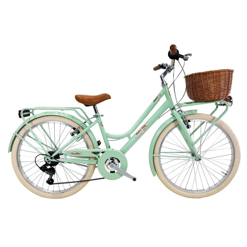 Bicicleta de Menina Dolce Vita by Canellini ROMA 24” 6V com cesto - Verde claro