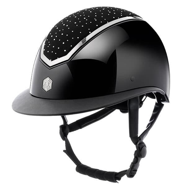 CHARLES OWEN Charles Owen Rijhelm Kylo Widepeak Gloss Shell & Crystal Top Zwart